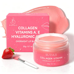 SUDAJI jar front view showing strawberry lip mask and hydration benefit