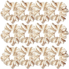 Sufermoe beige scrunchies front pack showing neat set, gentle hold benefits