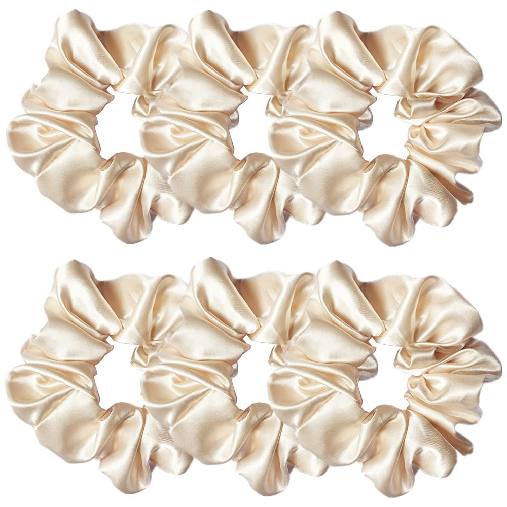 Sufermoe beige scrunchies front pack showing six pieces and neat presentation benefiting quick outfit matching