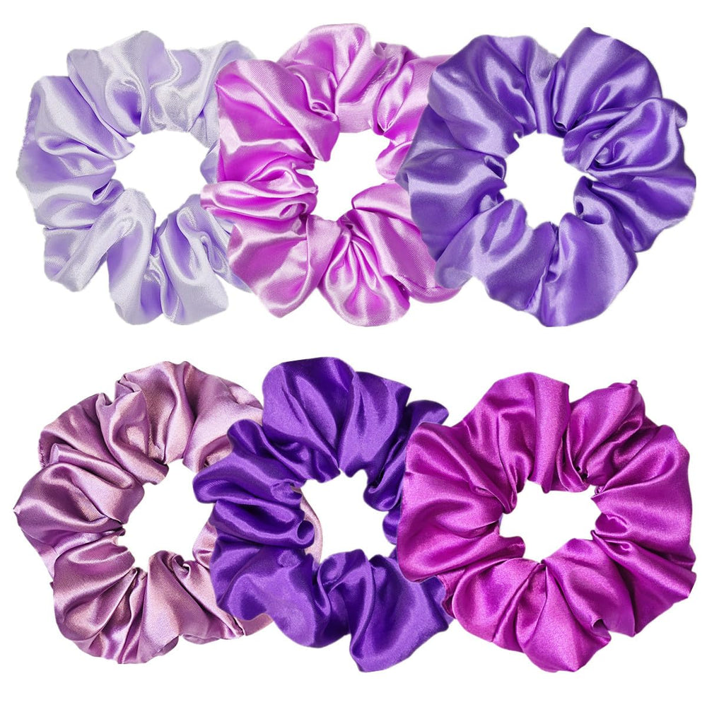 Sufermoe front packaging showing six purple scrunchies and organized set for easy selection