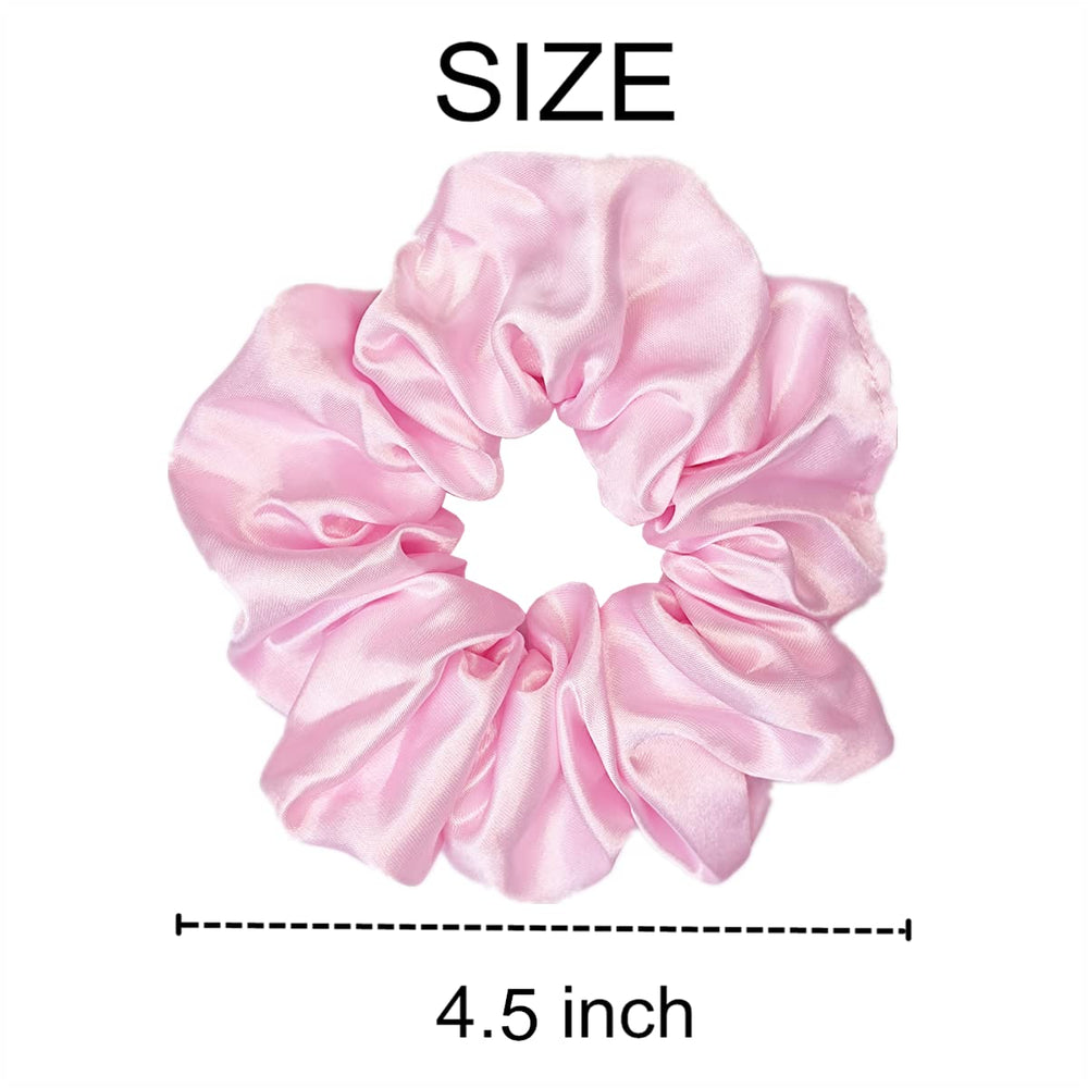 Sufermoe stacked scrunchies next to ruler showing scale and flexible 4.5 inch size