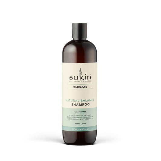 Sukin bottle front view showing label and clean-ingredient branding benefit