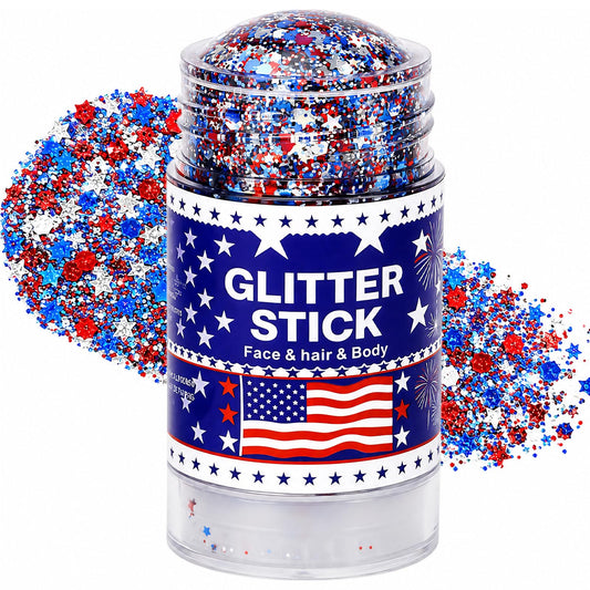 Sulily glitter stick front packaging showing patriotic colors and compact design benefit