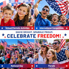 Sulily glitter applied at hair roots adding patriotic accent and lasting shine