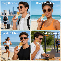 Sulily sachet label panel showing SPF 50+ information and clarity