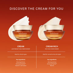 Sulwhasoo cream applied to cheek demonstrating smoothing benefit