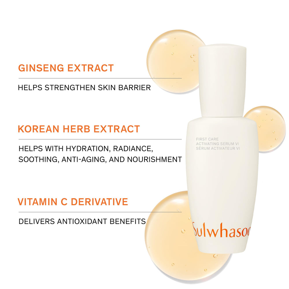 Sulwhasoo First Care Activating Serum vial with droplet to boost absorption