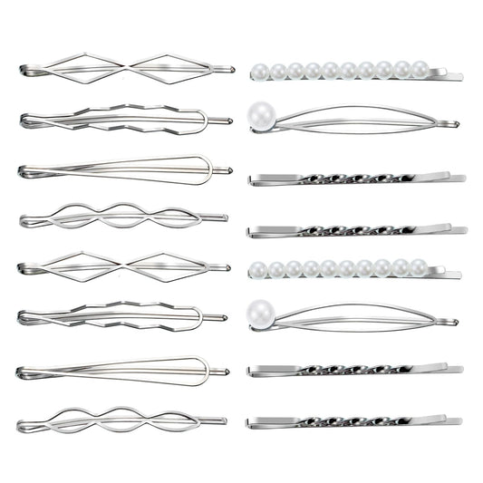 SUMAJU front packaging showing full 16-piece silver clip set for versatile styling