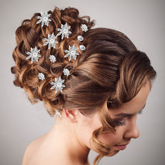 SUMAJU bride wearing multiple clips showing cohesive bridal party look