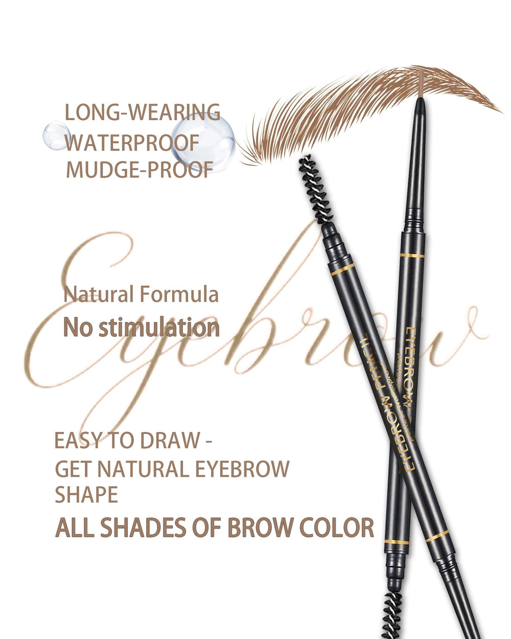 SUMEITANG brow razor next to pencils demonstrating clean-up for sharper arches