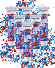 SUMEITANG front kit display showing six red white blue glitter gels for easy selection