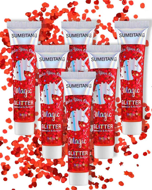 SUMEITANG front packaging showing six red glitter pots and label, bright appeal