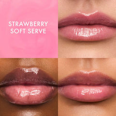 Summer Fridays Birthday Cake swiped on lips giving soft shimmer and conditioned look
