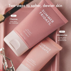 Summer Fridays next to sunscreen and makeup showing compatibility for layering in routines