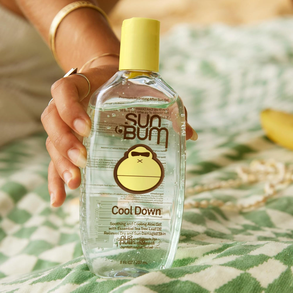 Sun Bum Cool Down gel texture close-up highlighting cooling, fast-absorbing hydration