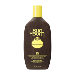 Sun Bum front packaging of SPF 15 lotion showing recognizable logo and tube — clear protection