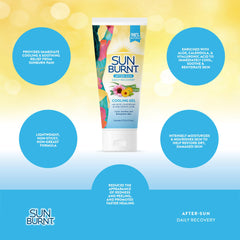 Sunburnt beside sunscreen showing compact 6oz size for travel convenience