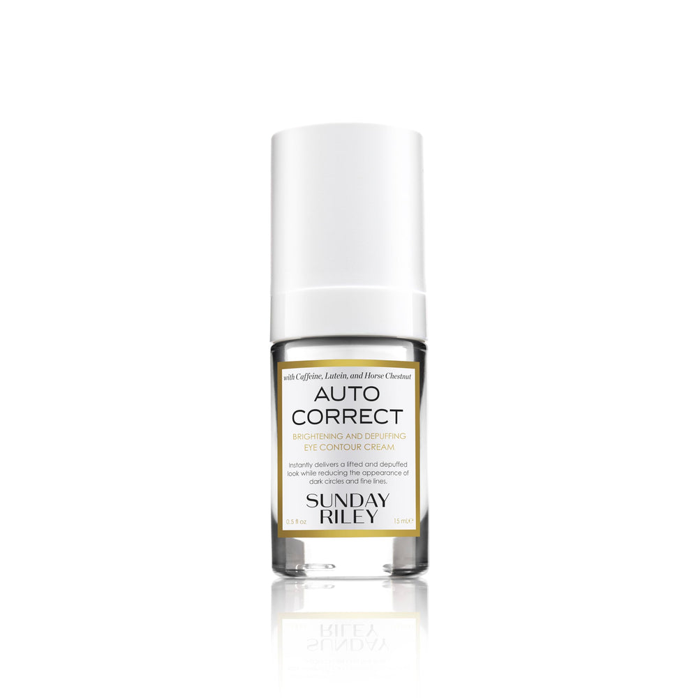 Sunday Riley Auto Correct front packaging showing sleek jar and label, conveys premium care