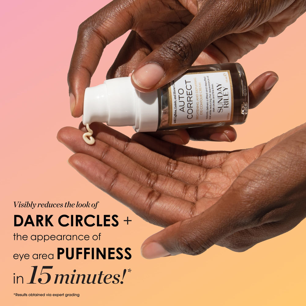 Sunday Riley Auto Correct ingredient close-up with ginseng, highlights energizing depuffing benefit