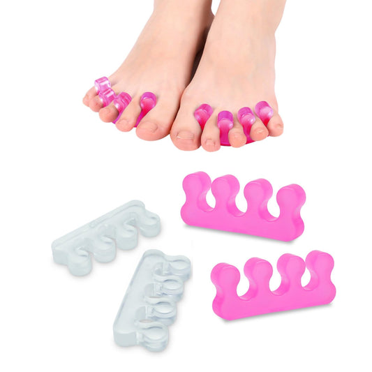 SUNFATT front view of two gel toe spacers showing comfortable fit and separation