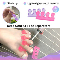 SUNFATT toe separators in use during pedicure providing clean nail access