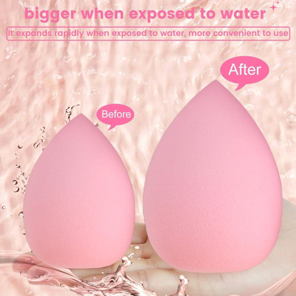 suniya assorted makeup sponges arrayed on pink background benefit versatile application