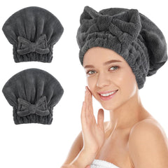 SUNLAND front view of dgrey cap two-pack showing bow knot and packaging, comfortable fit