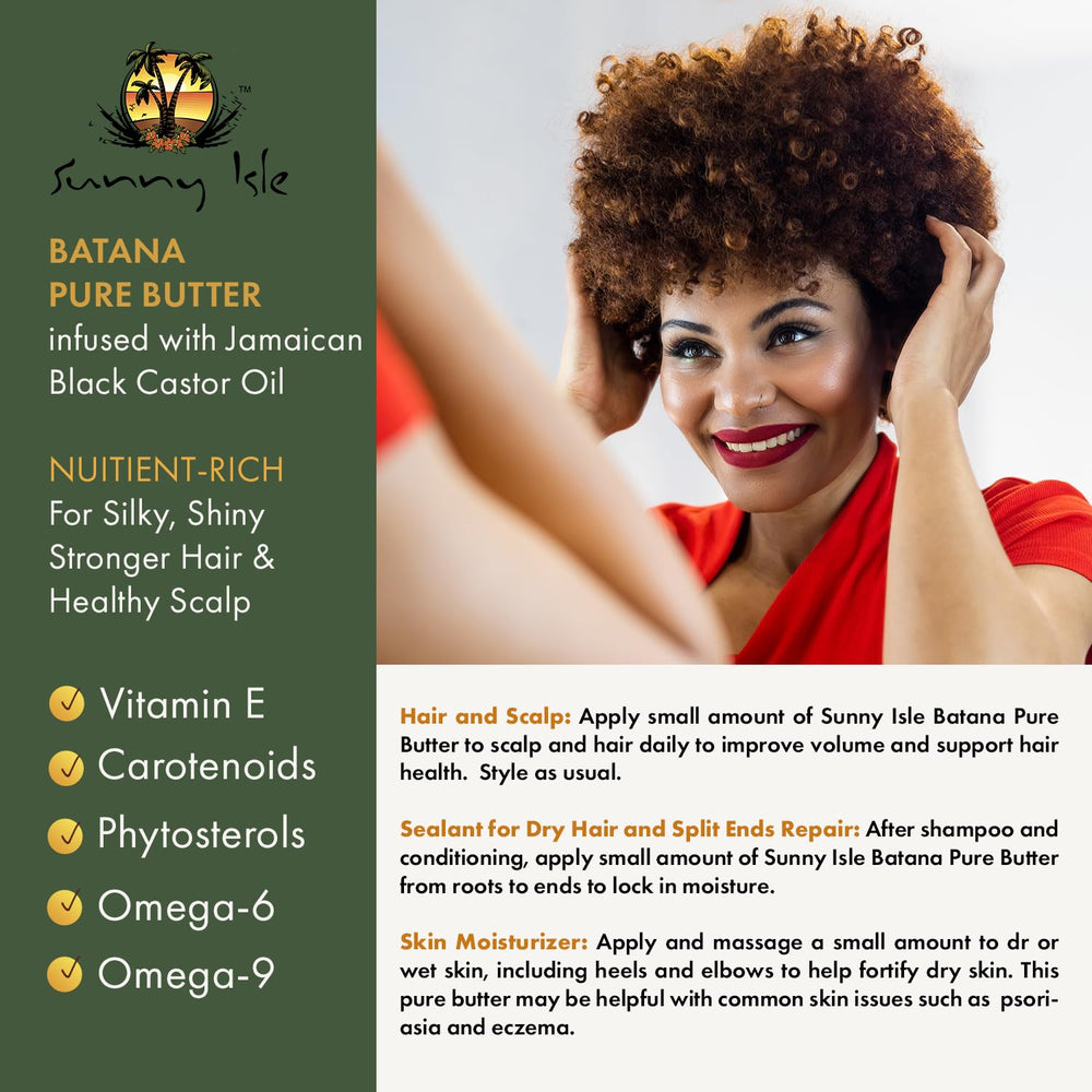 Sunny Isle butter sealed on hair strands showing improved shine benefit