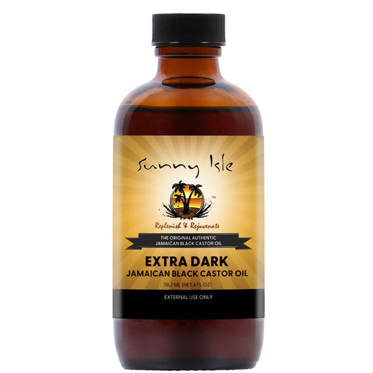 Sunny Isle bottle front view showing 4oz JBCO and richer formula benefits