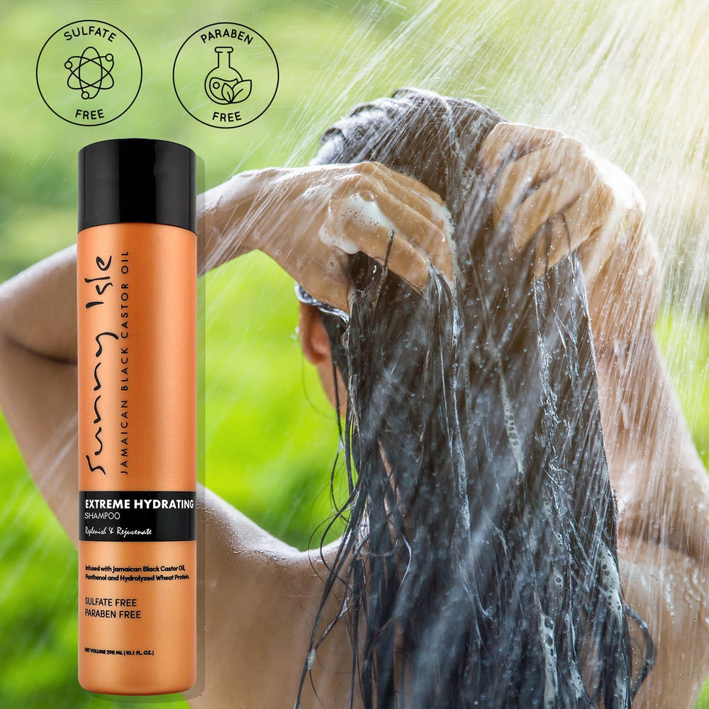 Sunny Isle label close-up highlighting key ingredients and color-safe benefits