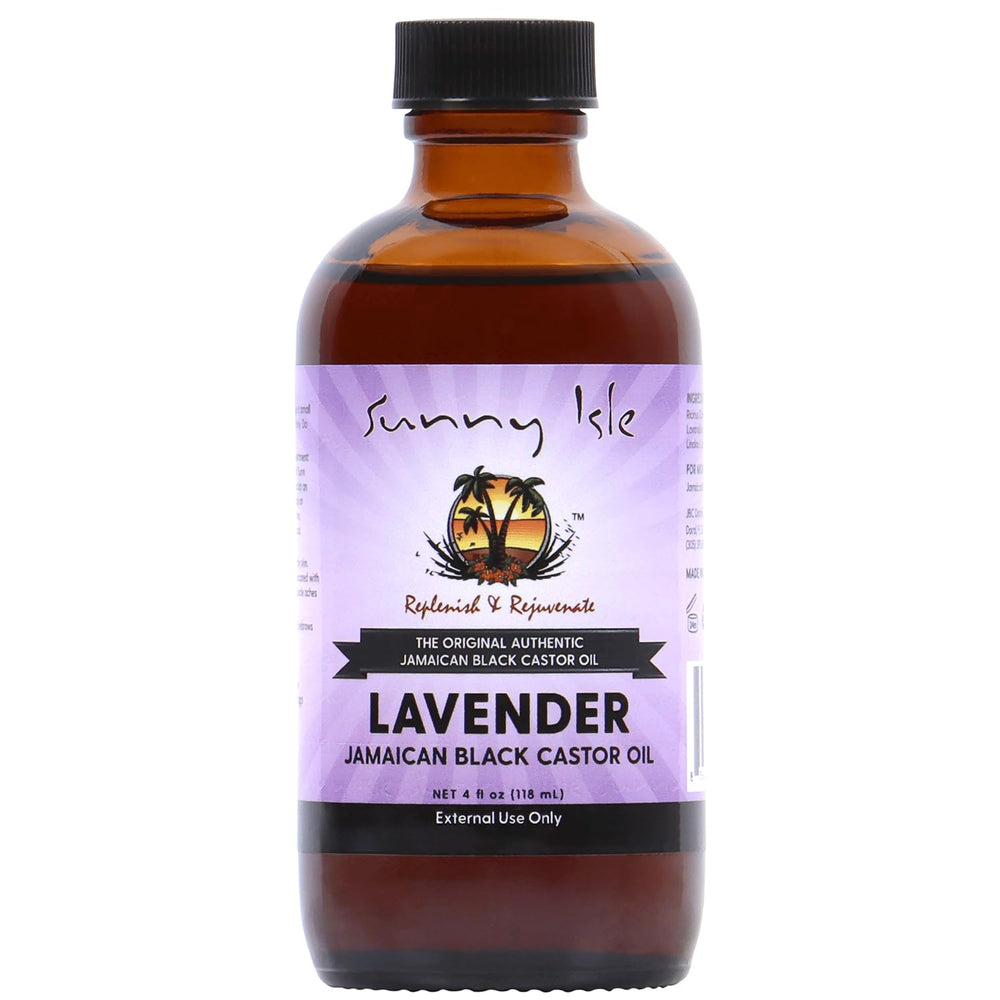 Sunny Isle bottle front view showing label and lavender scent, highlights authenticity and trust