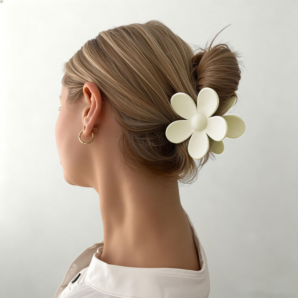 Sunolga clips styled in thick hair bun demonstrating secure hold benefit