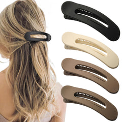 SUNTIESDAY front view of four matte flat claw clips showing color and finish benefit