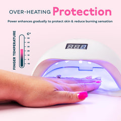 SUNUV SUN5 low-heat mode indicator showing gentle ramped power for comfort