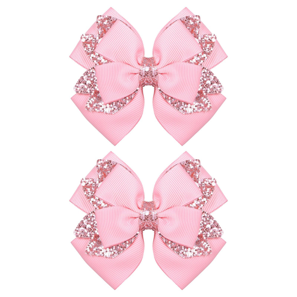SUPCLIPS front view of pink grosgrain bow highlighting playful style and polish
