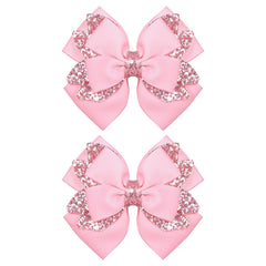 SUPCLIPS front view of pink grosgrain bow highlighting playful style and polish
