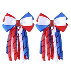 SUPCLIPS front view of red white blue bows, festive look and secure hold