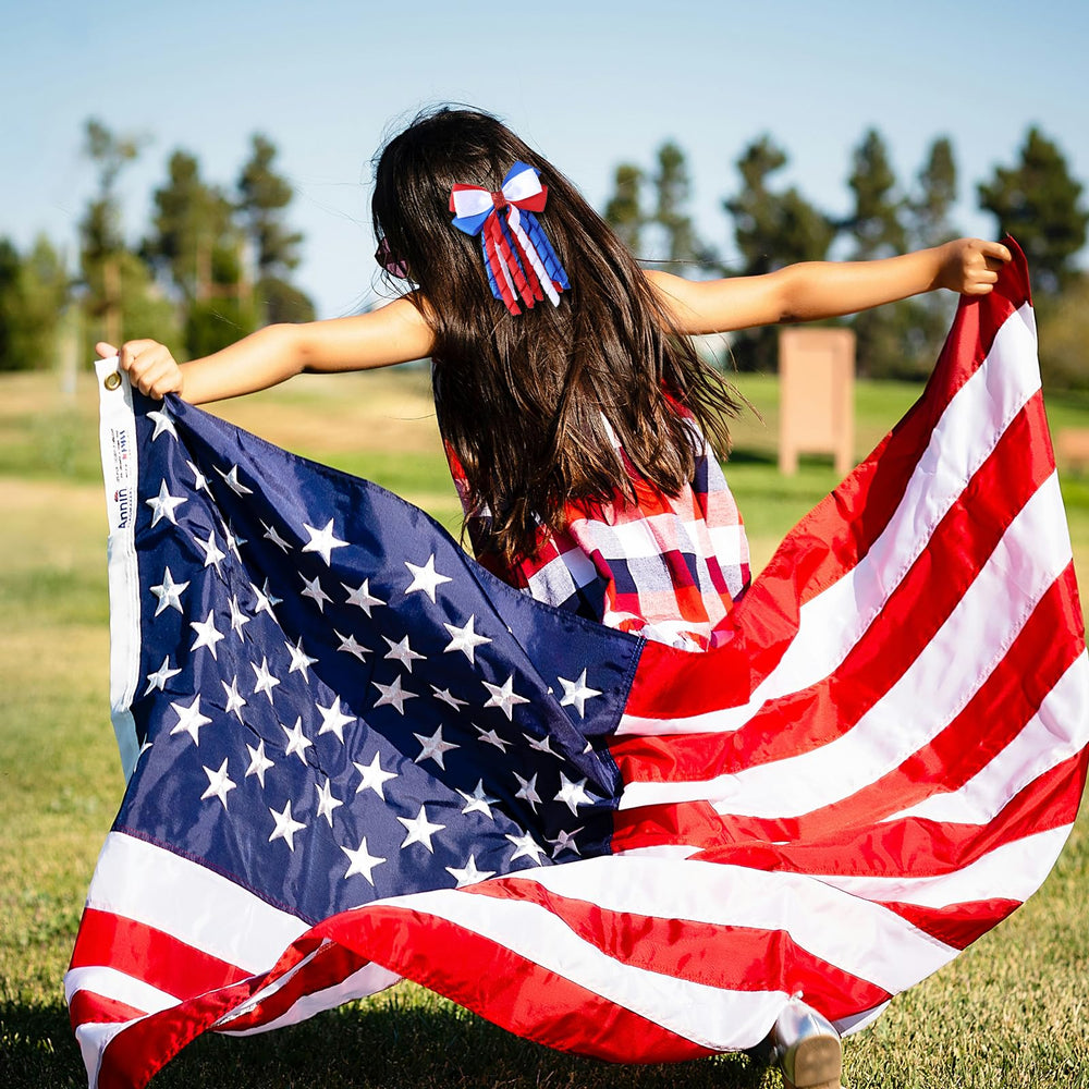 SUPCLIPS worn in a ponytail, adds patriotic charm and stays put