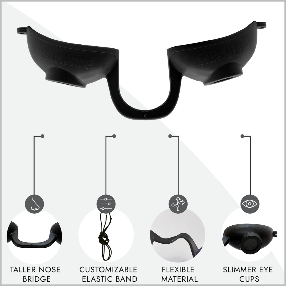 Super Sunnies detail of slim eye cups that contour the face for narrower exposed edges