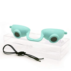 Super Sunnies teal goggles front view showing compact protection