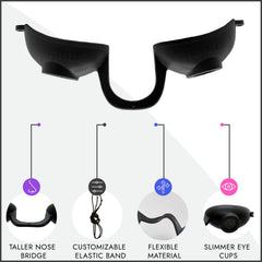 Super Sunnies slim eyecup detail demonstrating focused light coverage benefit