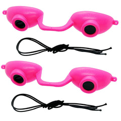 Super Sunnies front view pink goggles showing compact protective design