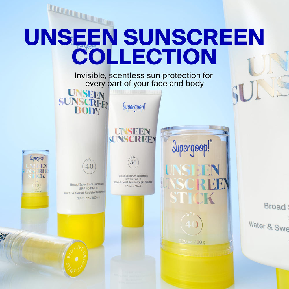 Supergoop! person applying sunscreen at beach showing water‑resistant protection benefit
