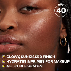 Supergoop! Glowscreen being blended on hand for smooth priming benefit