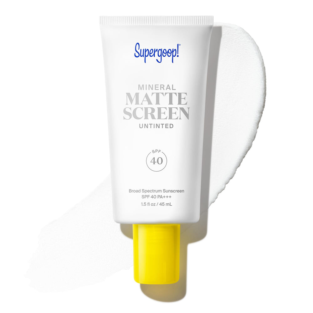 Supergoop! front tube showing matte SPF 40 protection and neutral tint benefit