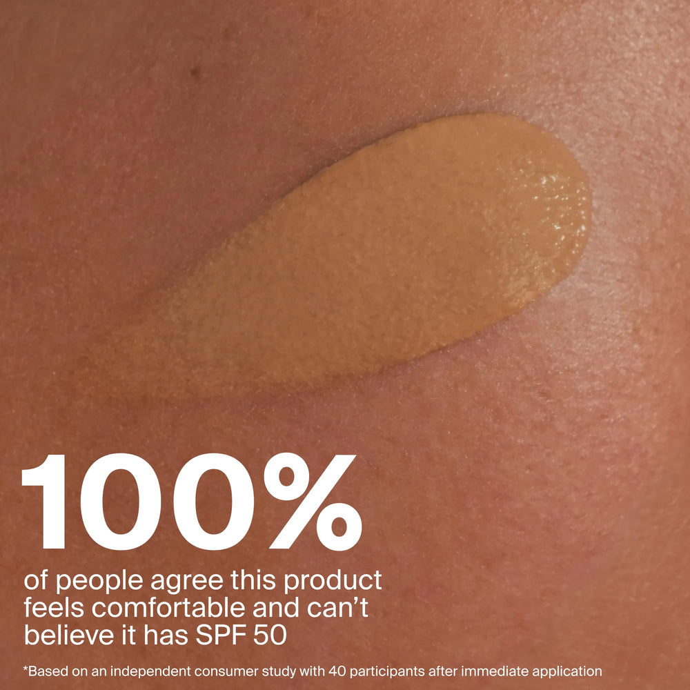 Supergoop! fingertip applying tint for quick coverage and sunscreen convenience