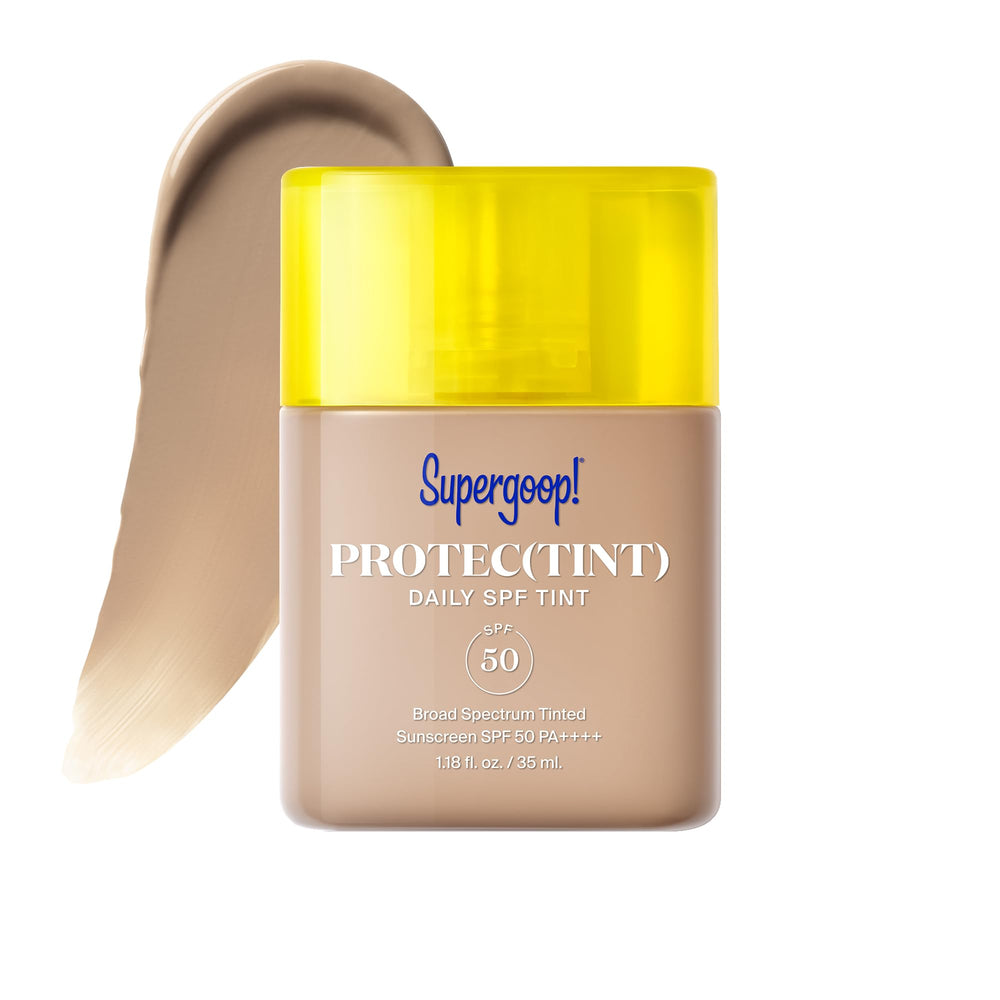 Supergoop! front packaging of Protec(tint) showing compact tube and SPF benefit