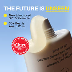 Supergoop! tube held in hand showing travel-friendly 1.7 fl oz size