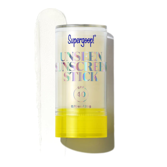 Supergoop! unseen stick front view showing compact travel-ready design and protection