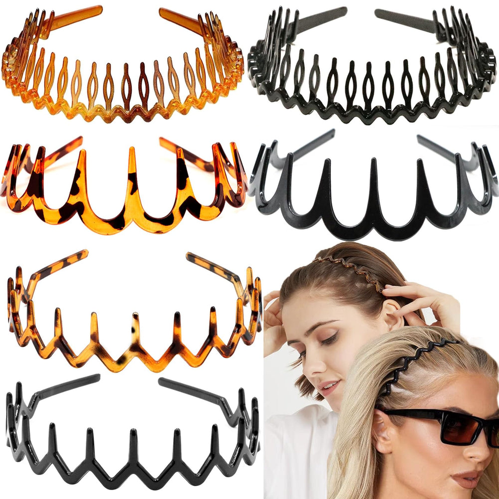 Supgoodom front view of six zig zag headbands showing styles and colors for quick selection